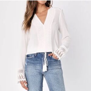 Lulus Bali Daydream Crochet Lace Accent Top